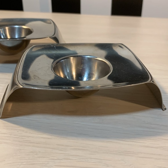 Set of 2 Silver Metal Egg Cups Hard Boiled Egg Holder Made in Germany Easter Egg - Picture 2 of 5